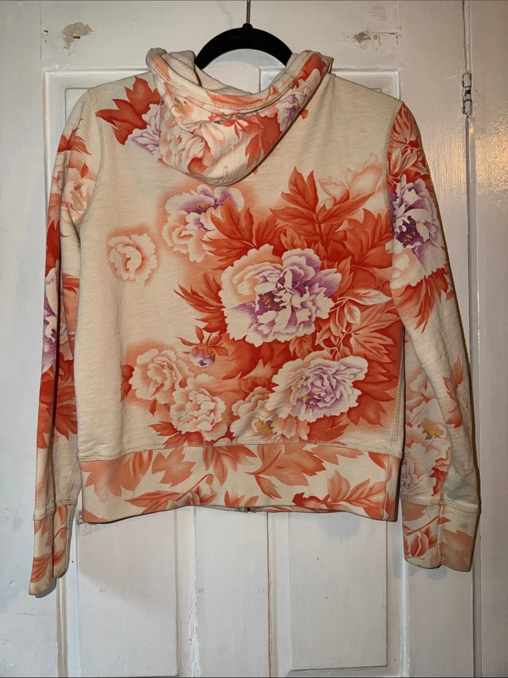 Lucky Brand Floral Zip-Up Hoodie in Cream and Coral - Picture 3 of 3
